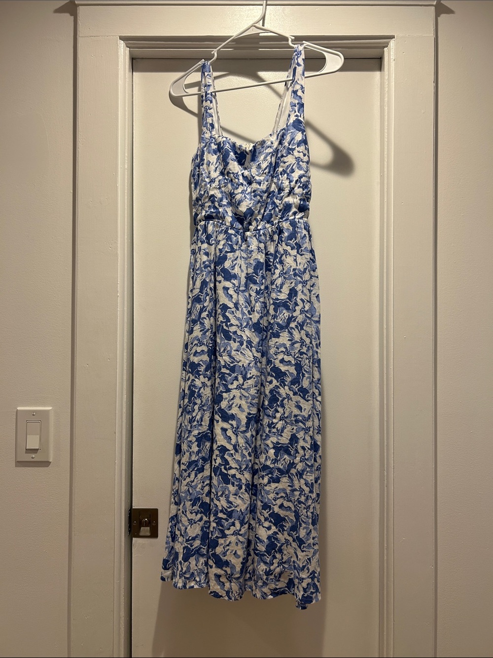 Quince Blue and White Floral Maxi Dress
